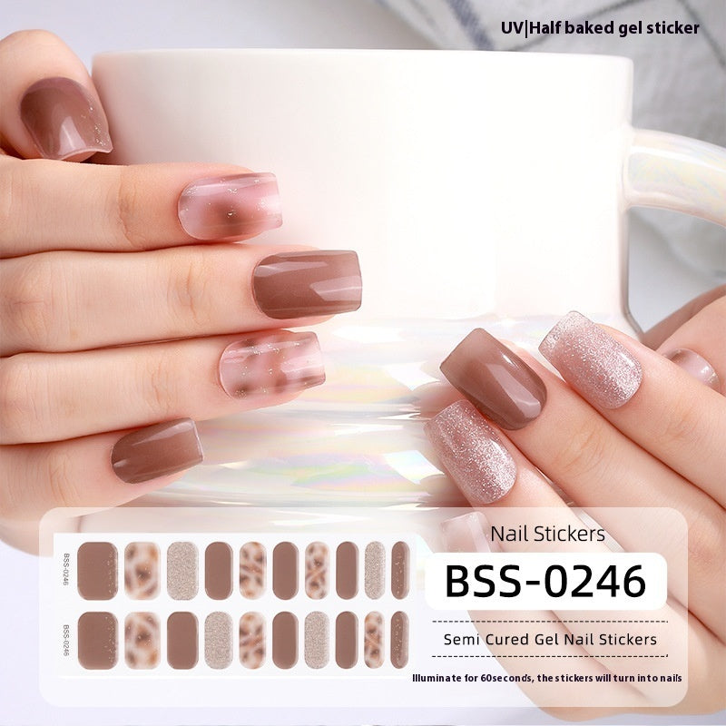 Women's Gradient Onion Powder Flash Gel Semi-curing Gel Nail Sticker