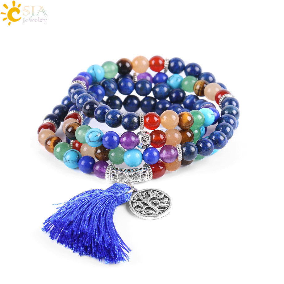 108 6mm Lapis Lapis Bracelet Ancient Silver Natural Crystal Semi-precious Stone Chakra Jewelry Universal Jewelry CSJA