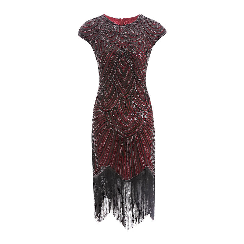 1920 retro sequin skirt Gatsby ball tassel dress party banquet dance skirt beaded toast dress