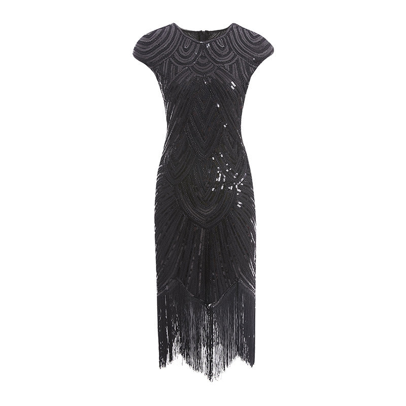 1920 retro sequin skirt Gatsby ball tassel dress party banquet dance skirt beaded toast dress