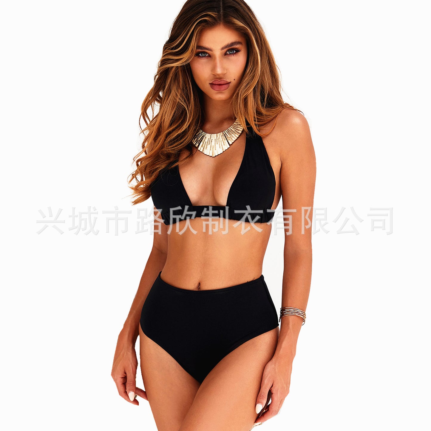 2019 new printed high waist split bikini swimsuit European and American Amazon independent station wish swimsuit