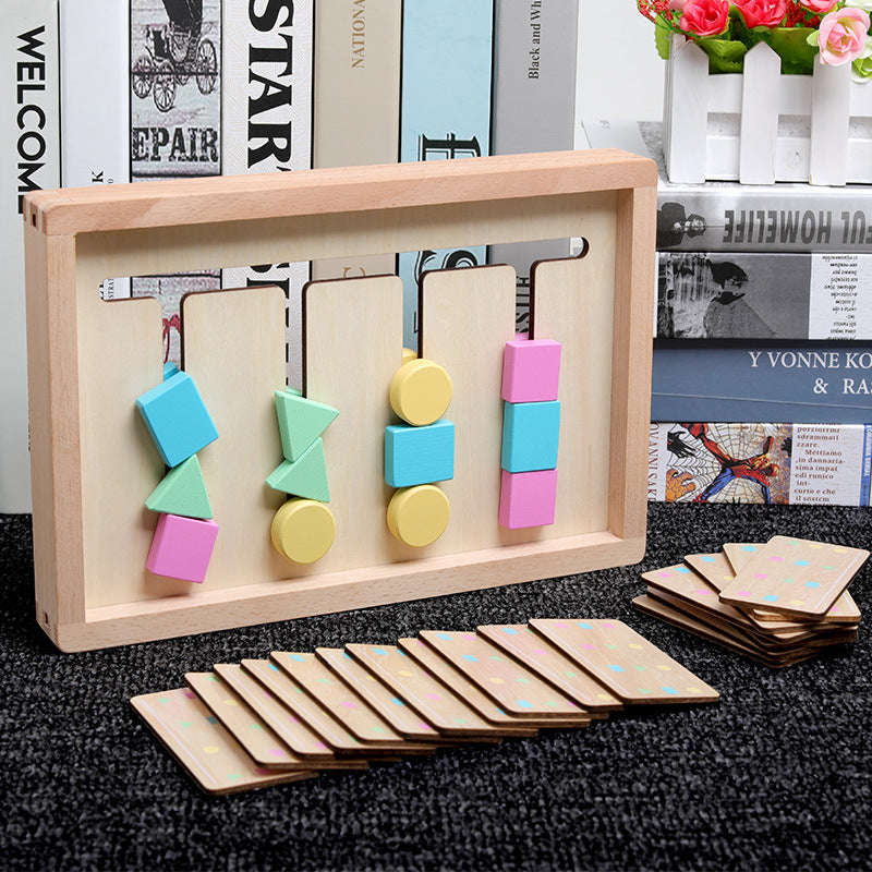 Wooden four-color game QZM23 children 3-6 years old enlightenment puzzle logic toys early education teaching aids 0.58