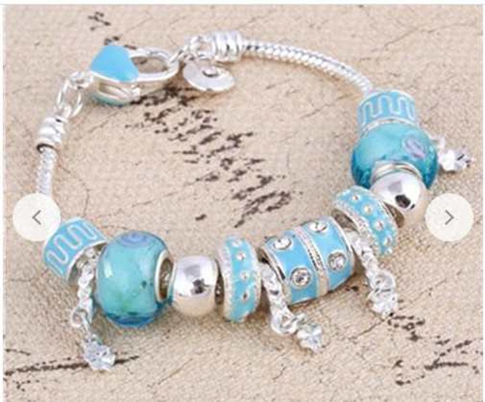 2019 Pando Fashion Glass Beaded Bracelet Alloy Four-leaf Clover Pendant Bracelet DIY Beaded Bracelet