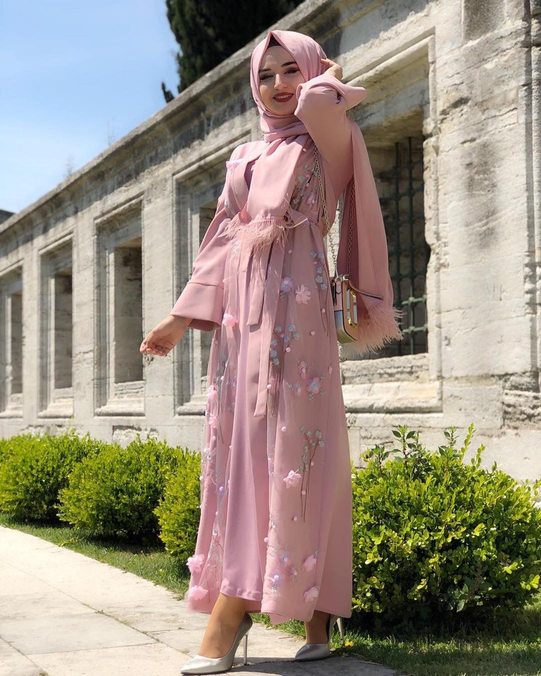 AliExpress Amazon Ebay Middle East Turkey Embroidery Three-dimensional Flower Robe Dress LR274