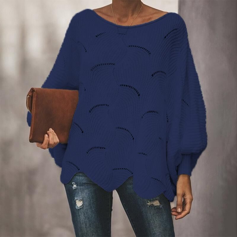 2022 autumn and winter European and American large size foreign trade Amazon popular style sweater women's hollow hook flower loose knitted sweater women