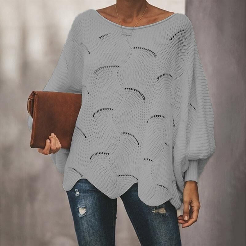 2022 autumn and winter European and American large size foreign trade Amazon popular style sweater women's hollow hook flower loose knitted sweater women