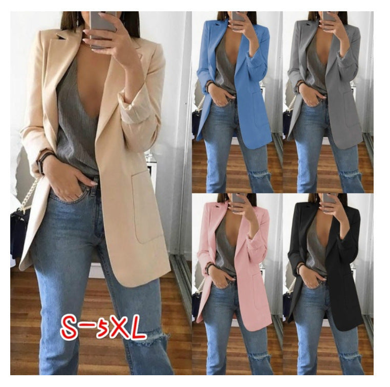 AliExpress wish Amazon 2019 European and American hot-selling fashion lapel slim cardigan temperament suit jacket for women