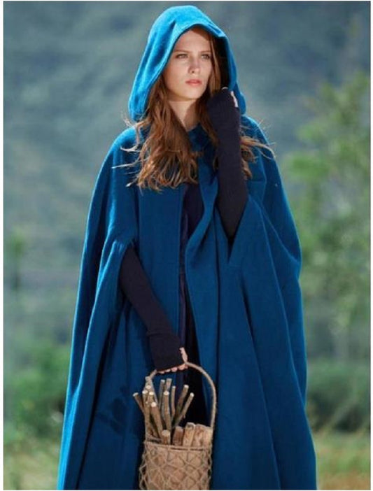 AliExpress wishebay European and American five-color hooded shawl lengthened cloak coat wool coat women