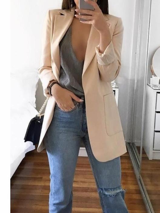 AliExpress wish Amazon 2019 European and American hot-selling fashion lapel slim cardigan temperament suit jacket for women