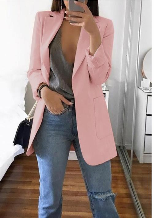 AliExpress wish Amazon 2019 European and American hot-selling fashion lapel slim cardigan temperament suit jacket for women