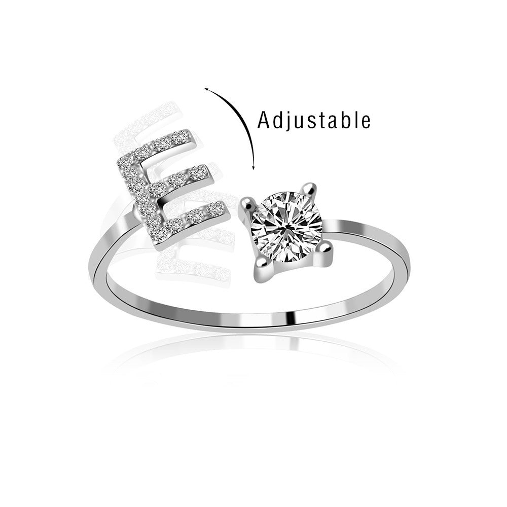 2021 cross-border explosive 26 letter ring set European and American English zircon ring open ring rings ladies