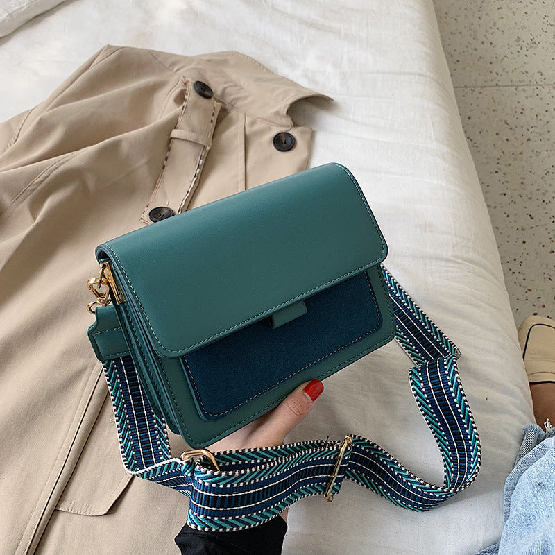 2019 autumn new small square bag simple women's bag personality ethnic style ribbon contrasting color one shoulder diagonal women's bag