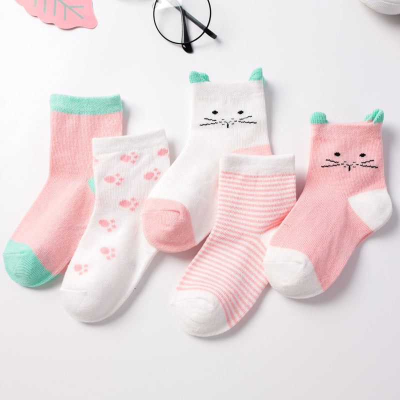 Wholesale spring and autumn boys and girls baby cotton socks baby socks newborn cute cartoon medium tube children's socks