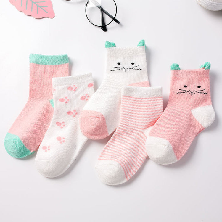 Wholesale spring and autumn boys and girls baby cotton socks baby socks newborn cute cartoon medium tube children's socks