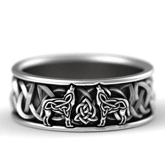 wish-plated s925 silver Nordic mythology giant wolf Fenrir defense totem portable brand hip-hop pirate wolf ring male