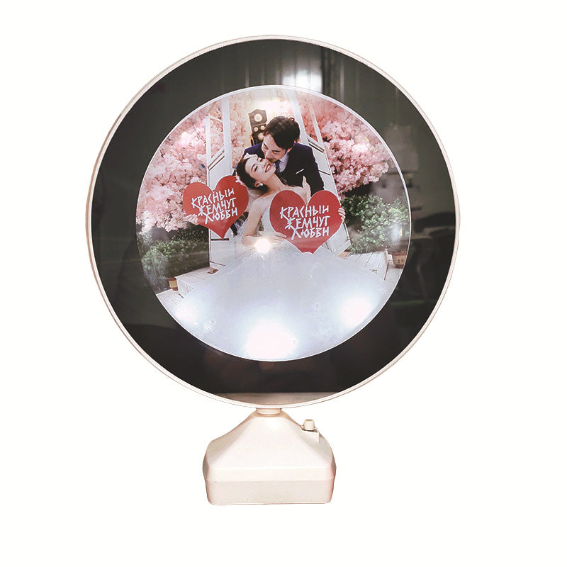 Wholesale magic mirror magic mirror plastic table round heart-shaped LED magic mirror wedding children's studio photo frame table lamp gift