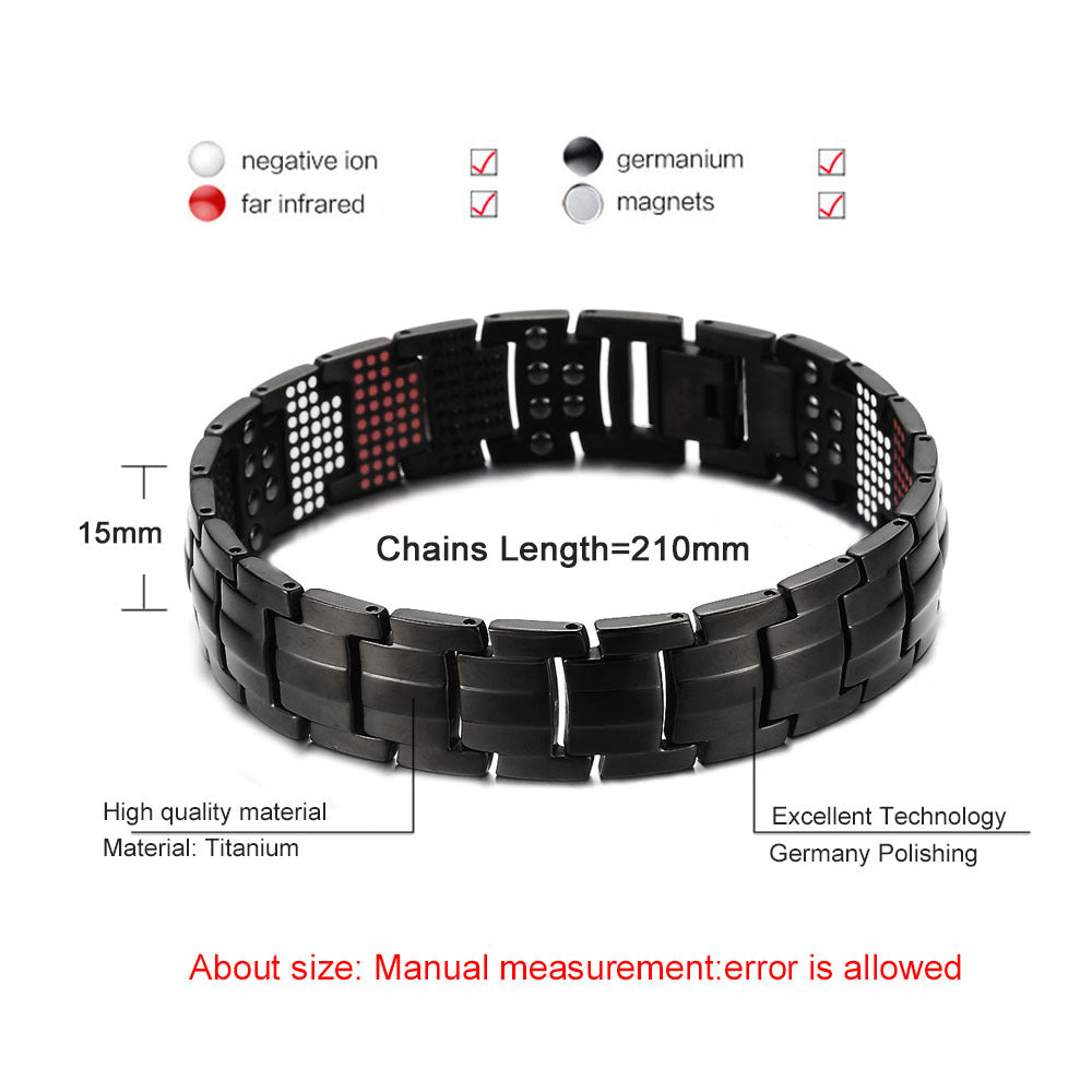 AliExpress Hot Bracelet 15*210mm Health Bracelet Pure Titanium Magnetic Germanium Ion Health Element Bracelet