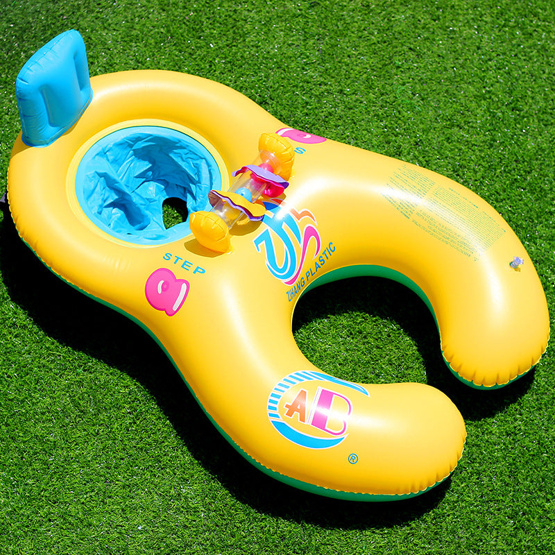 ABC new product with bell shade mother-child circle parent-child double interactive swimming ring thickened inflatable children's swimming ring