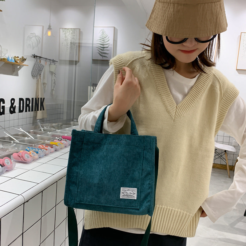 Women's bag Corduroy 2021 new small square bag Korea ins bag bag foreign trade trend handbag shoulder bag cross-border