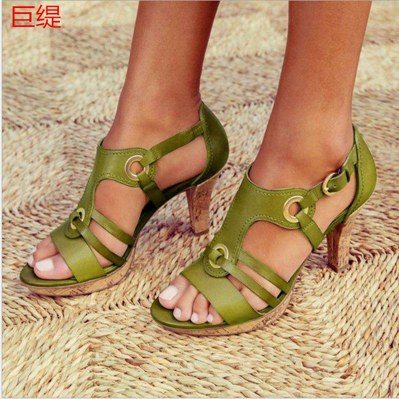 2023 spring and summer Juti foreign trade large size 43 size wish independent station European and American foreign trade high-heeled women's sandals