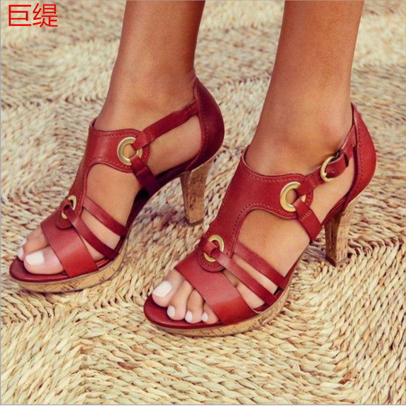 2023 spring and summer Juti foreign trade large size 43 size wish independent station European and American foreign trade high-heeled women's sandals