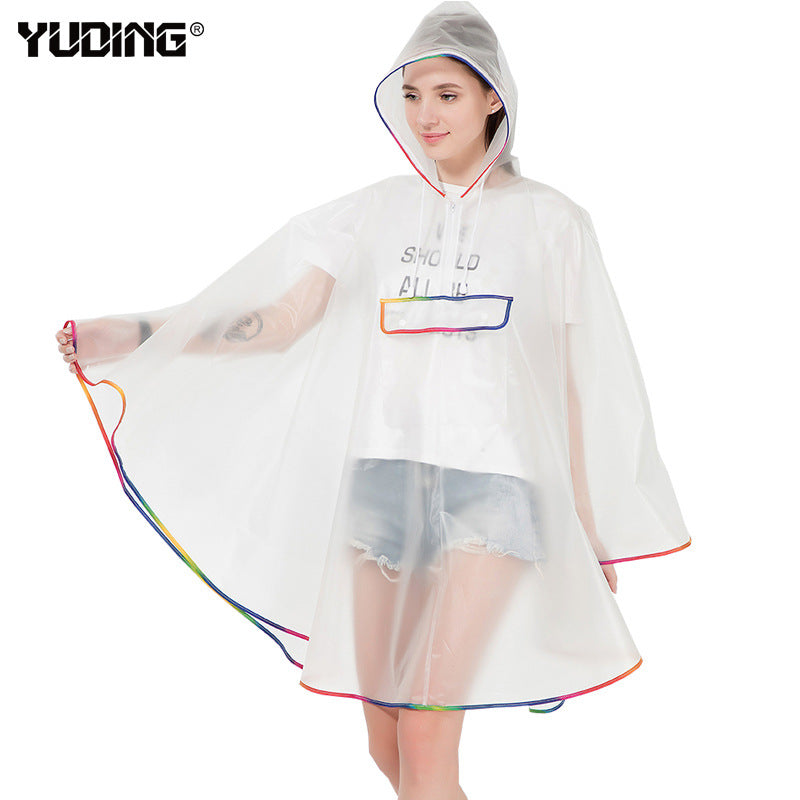 AliExpress cross-border transparent EVA adult fashion raincoat travel outdoor backpack ladies hiking poncho poncho