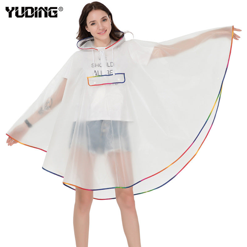 AliExpress cross-border transparent EVA adult fashion raincoat travel outdoor backpack ladies hiking poncho poncho