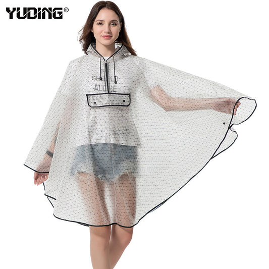 AliExpress cross-border transparent EVA adult fashion raincoat travel outdoor backpack ladies hiking poncho poncho