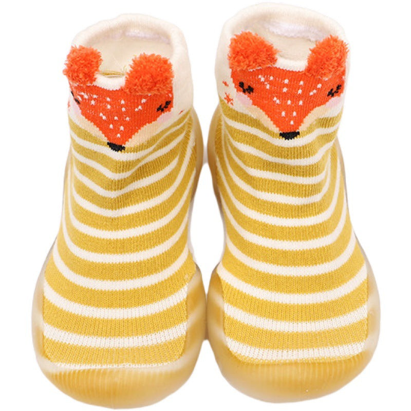 2020 baby cartoon toddler shoes cute multi-color children's floor socks shoes soft bottom anti-off knitted shoes manufacturers