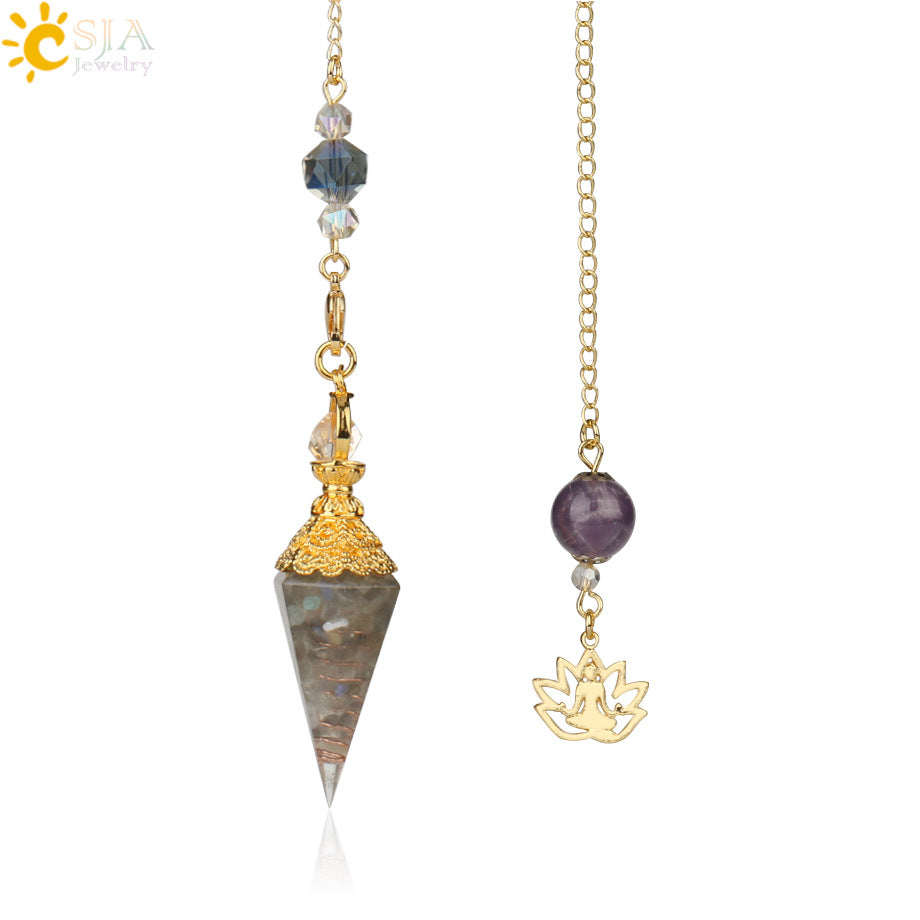 AliExpress explosion models mixed aura natural pendulum crystal pendant yoga gold-plated Buddha meditation idea concentrated jewelry