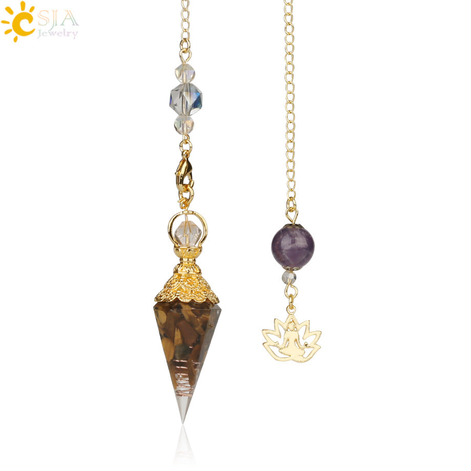 AliExpress explosion models mixed aura natural pendulum crystal pendant yoga gold-plated Buddha meditation idea concentrated jewelry