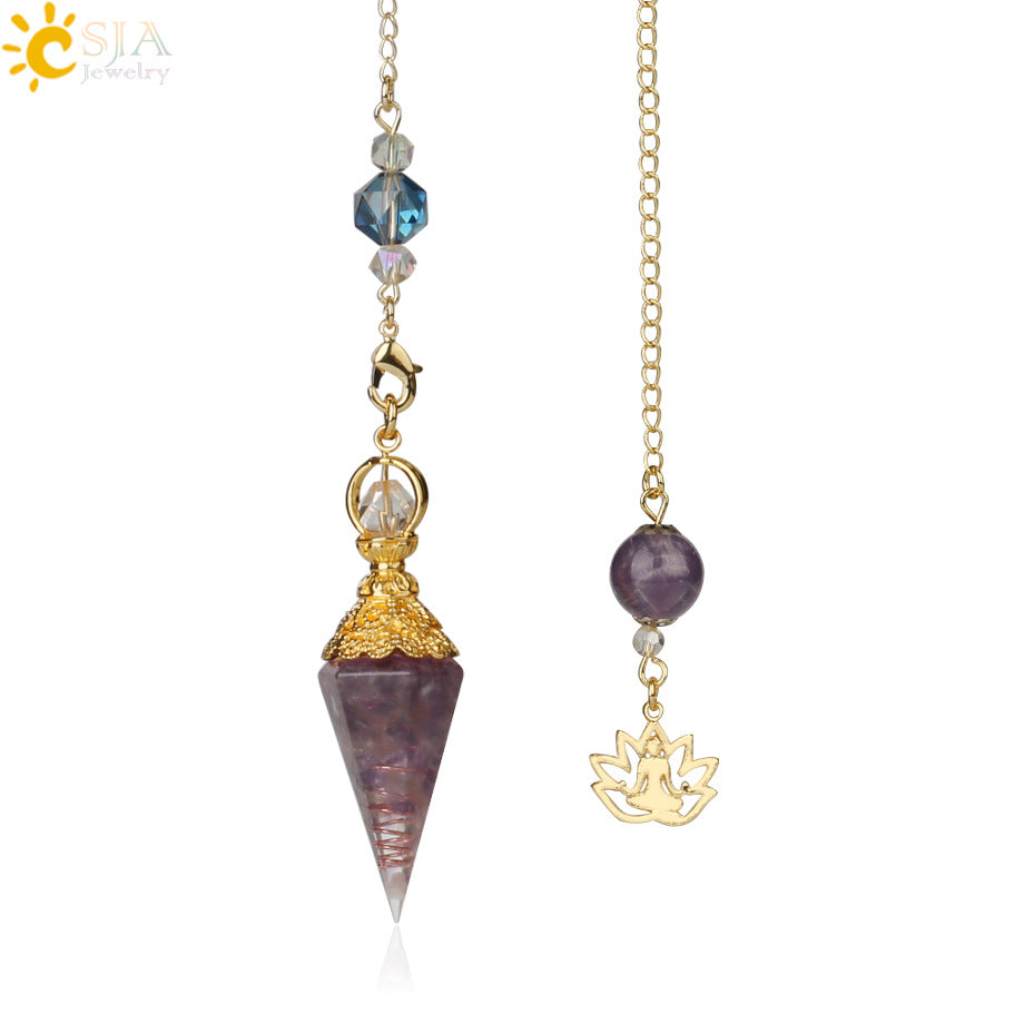 AliExpress explosion models mixed aura natural pendulum crystal pendant yoga gold-plated Buddha meditation idea concentrated jewelry