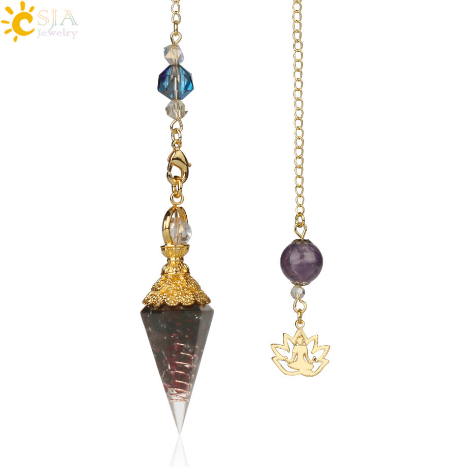 AliExpress explosion models mixed aura natural pendulum crystal pendant yoga gold-plated Buddha meditation idea concentrated jewelry