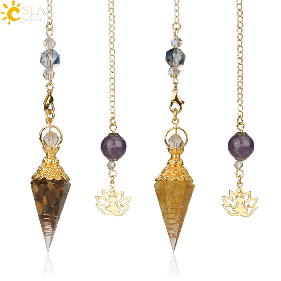 AliExpress explosion models mixed aura natural pendulum crystal pendant yoga gold-plated Buddha meditation idea concentrated jewelry