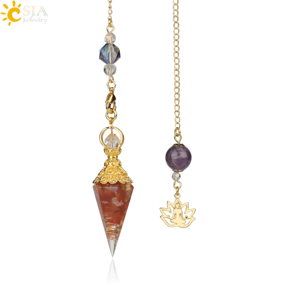 AliExpress explosion models mixed aura natural pendulum crystal pendant yoga gold-plated Buddha meditation idea concentrated jewelry