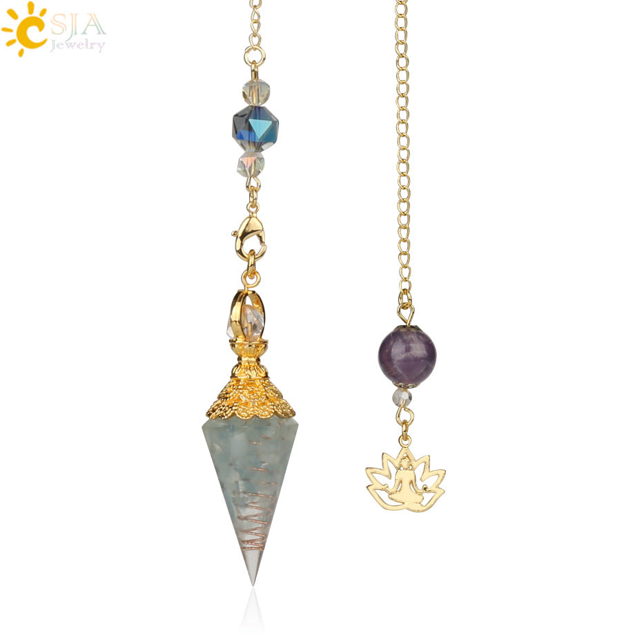 AliExpress explosion models mixed aura natural pendulum crystal pendant yoga gold-plated Buddha meditation idea concentrated jewelry