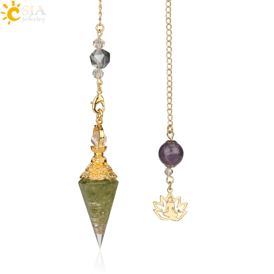 AliExpress explosion models mixed aura natural pendulum crystal pendant yoga gold-plated Buddha meditation idea concentrated jewelry