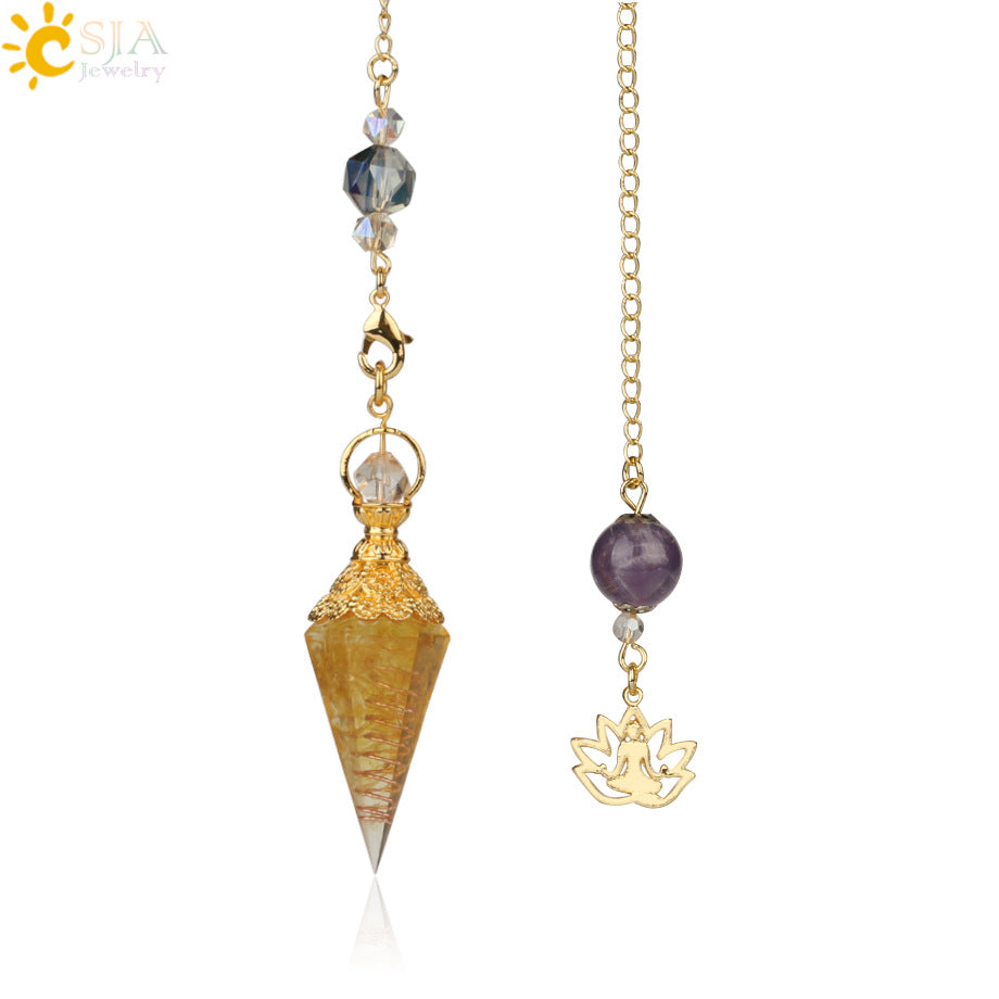 AliExpress explosion models mixed aura natural pendulum crystal pendant yoga gold-plated Buddha meditation idea concentrated jewelry