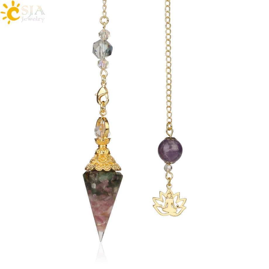 AliExpress explosion models mixed aura natural pendulum crystal pendant yoga gold-plated Buddha meditation idea concentrated jewelry