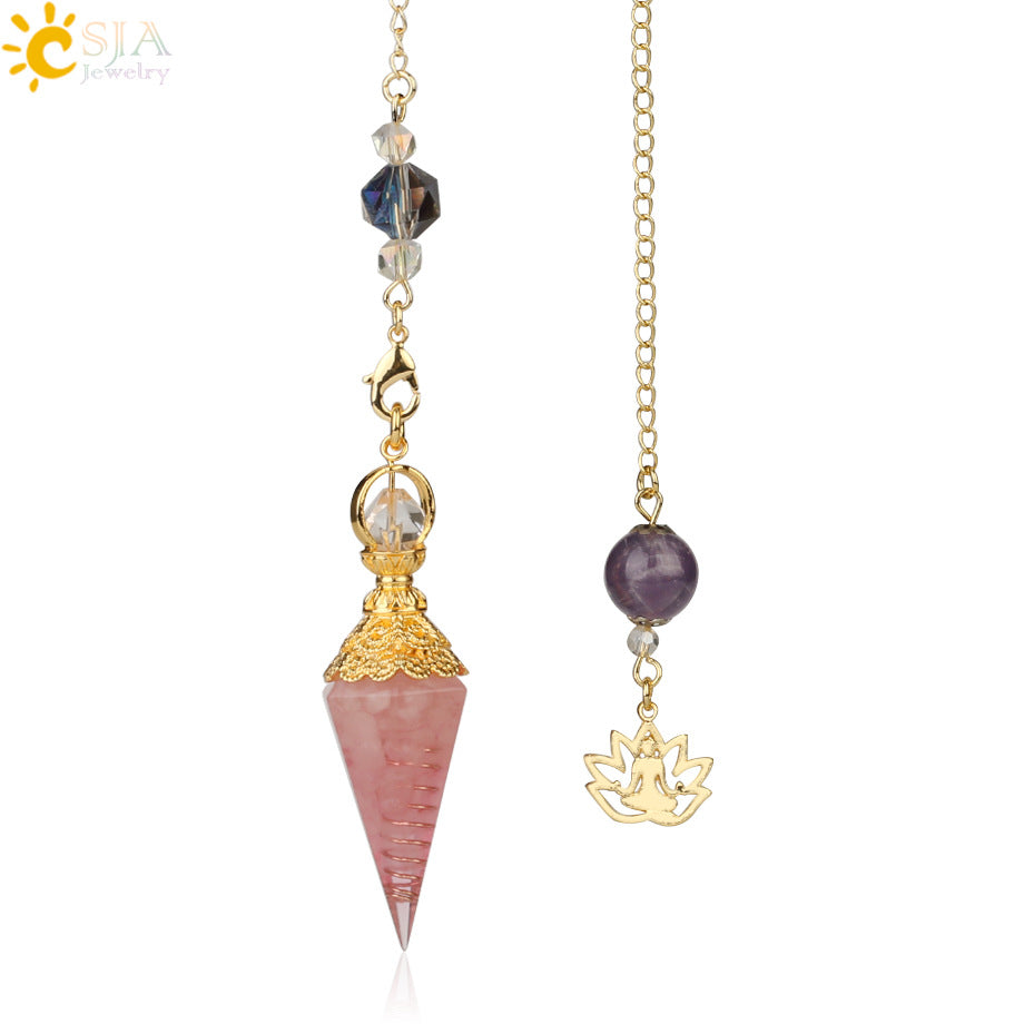 AliExpress explosion models mixed aura natural pendulum crystal pendant yoga gold-plated Buddha meditation idea concentrated jewelry