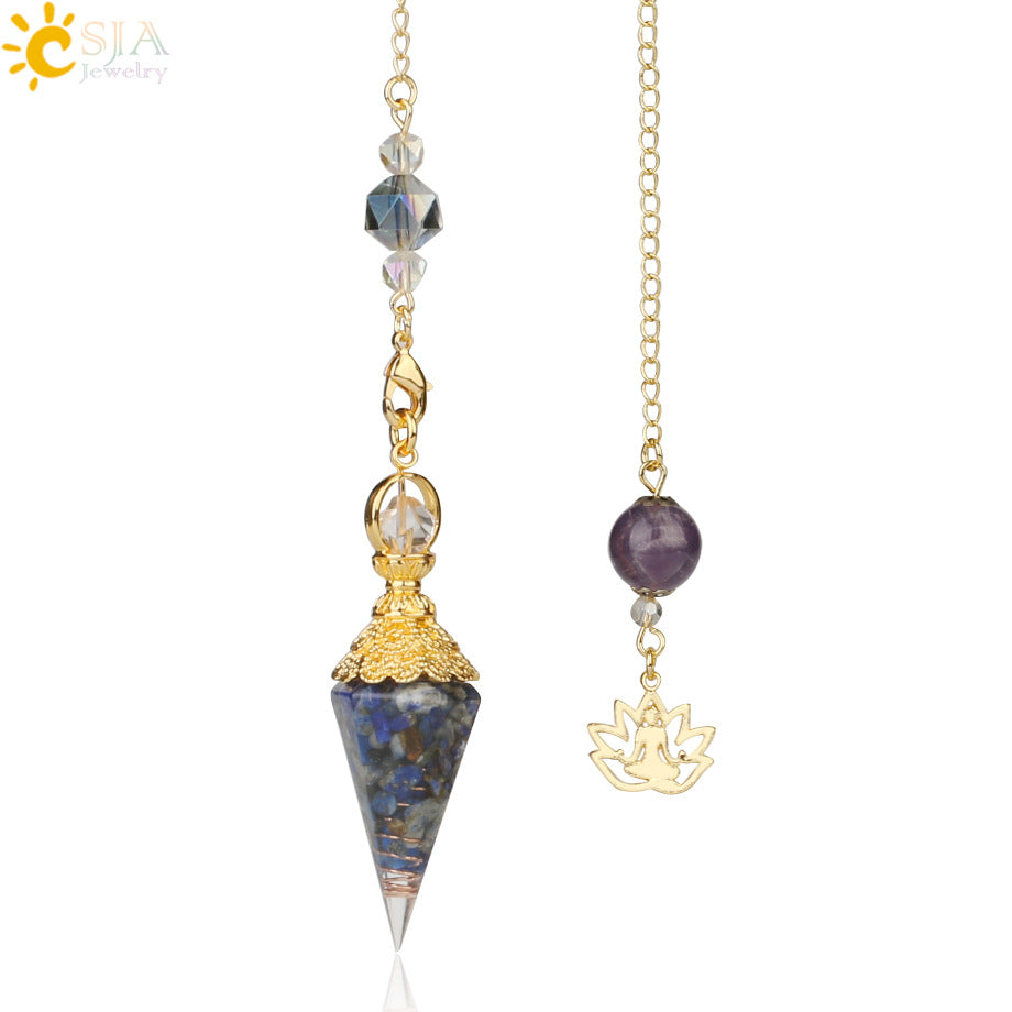 AliExpress explosion models mixed aura natural pendulum crystal pendant yoga gold-plated Buddha meditation idea concentrated jewelry