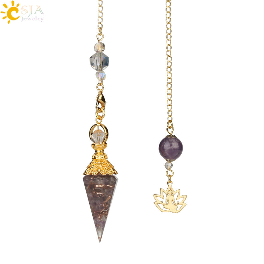 AliExpress explosion models mixed aura natural pendulum crystal pendant yoga gold-plated Buddha meditation idea concentrated jewelry