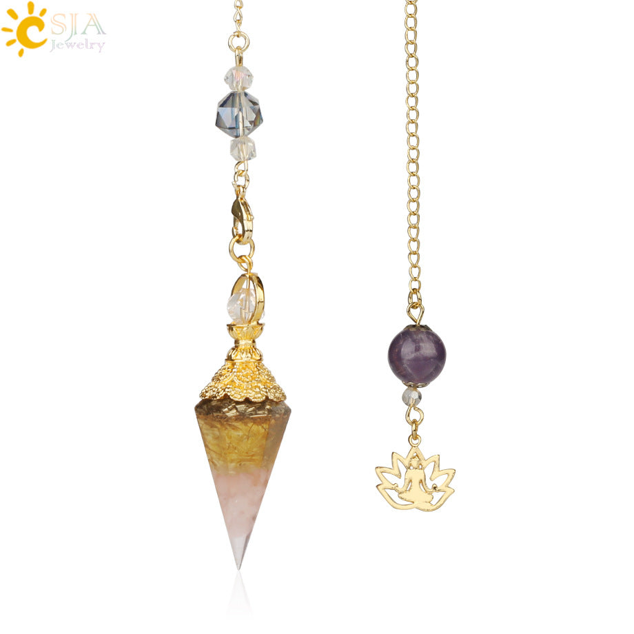 AliExpress explosion models mixed aura natural pendulum crystal pendant yoga gold-plated Buddha meditation idea concentrated jewelry