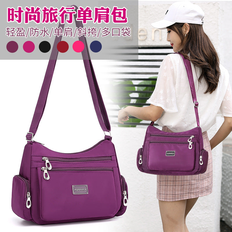 2021 new multi-layer single shoulder bag Oxford cloth women's bag large capacity mother bag Messenger bag lightweight cloth bag backpack