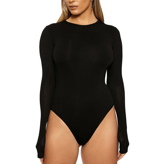 2023 European and American cross-border spring women's clothing Amazon casual bottoming top long-sleeved tight jumpsuit bodysuit