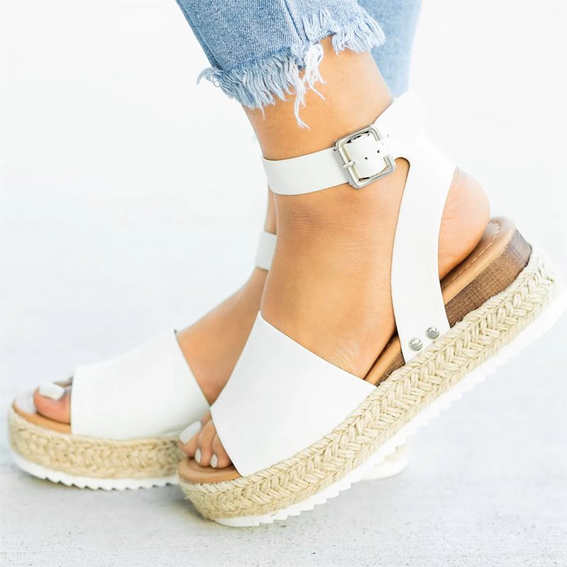 wish Amazon ebay2020 summer new European and American foreign trade hemp rope wedge heel light bottom fish mouth sandals female