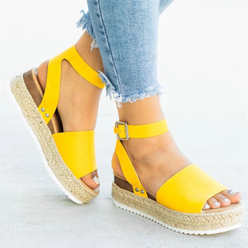 wish Amazon ebay2020 summer new European and American foreign trade hemp rope wedge heel light bottom fish mouth sandals female