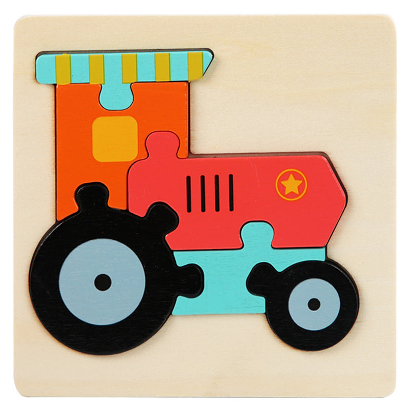 Wooden geometric three-dimensional buckle 1-3 years old children's puzzle baby early education wooden jigsaw puzzle building blocks educational toys