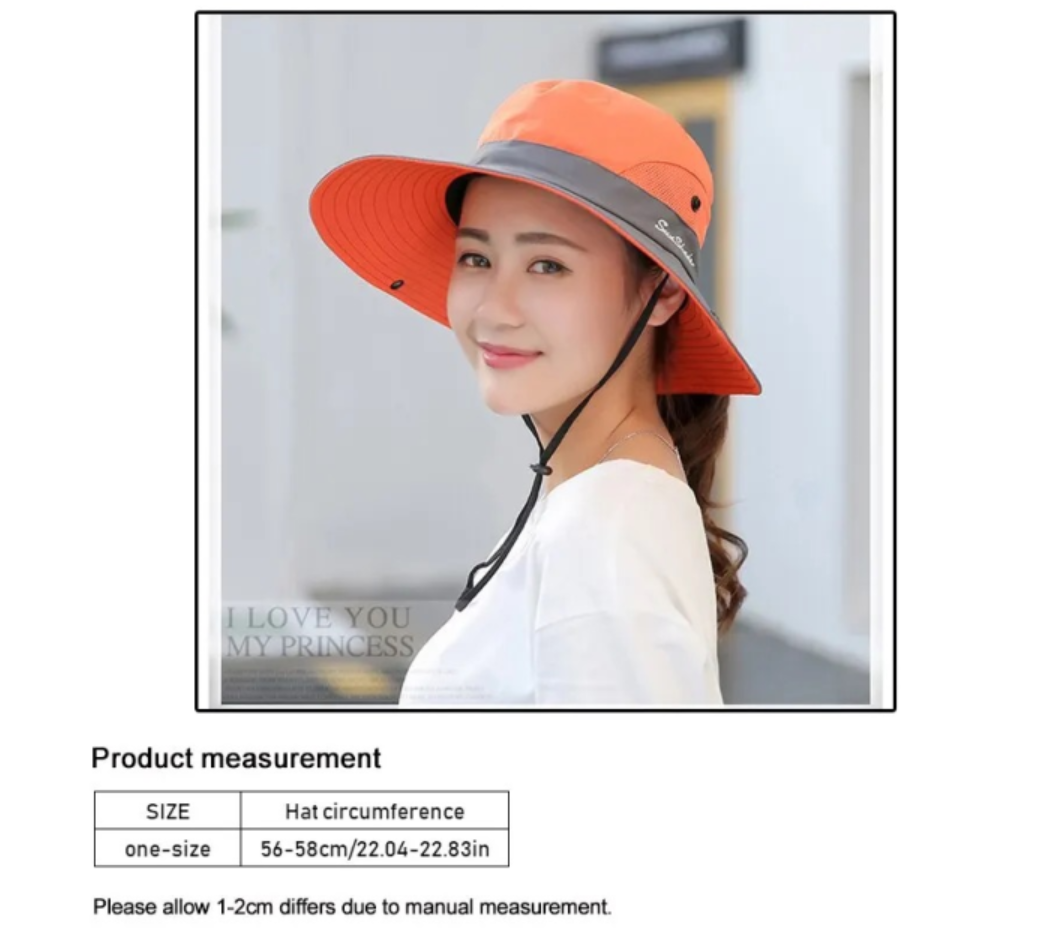 9002 Summer Ladies Outdoor Sunshade Hat Horsetail Hole Fisherman Hat Sunscreen Sun Hat Breathable Mountaineering Hat Parent-child Model