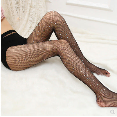 AliExpress sells Europe and the United States sexy fishnet socks hot drill mesh socks fishnet garter belt drill mesh small mesh romper